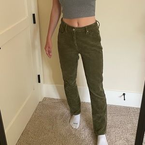 Olive green corduroy pants from Pacsun.